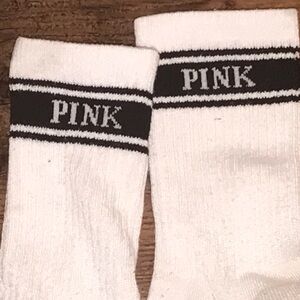 Well worn White Crew Socks with Black Stripes Victoria’s Secret socks used